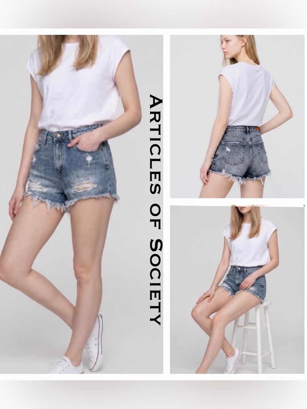 ARTICLES OF SOCIETY Meredith Cut-off Denim 
Shorts